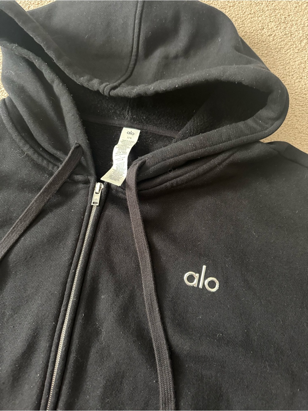 ALO Yoga Men's Black Zip-Up Hoodie Sweater LARGE